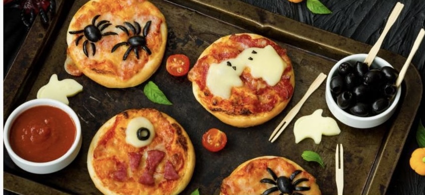 Mini pizzas caseras de hallowen